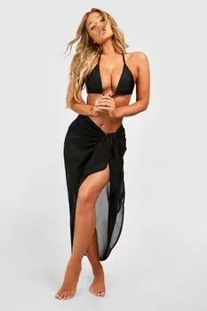 Пляжный саронг Tie Knot Maxi boohoo, черный