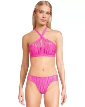 Пляжный топ BECCA Castaway Kaia Textured High Neck Top, цвет Azalea