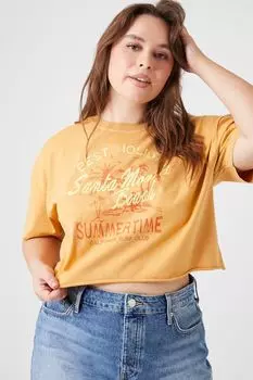 Пляжный укороченный топ больших размеров Santa Monica Forever 21, ржавый