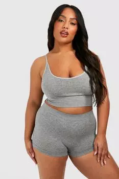 Плюс бесшовный удлиненный бюстгальтер boohoo, серый