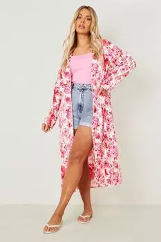 Плюс цветочное кимоно boohoo, розовый