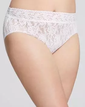 Плюс фирменные кружевные французские трусики Hanky Panky, белый