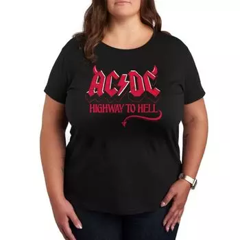 Плюс футболка ACDC с графическим принтом «Шоссе в ад» Licensed Character, черный