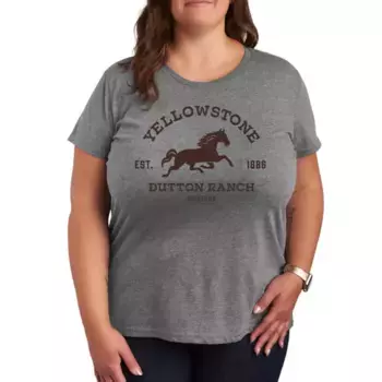 Плюс футболка с графическим логотипом лошади Yellowstone est 1886 Licensed Character, серый