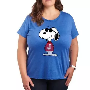 Плюс футболка с графическим принтом «Peanuts Snoopy Joe Cool Pose» Licensed Character, синий