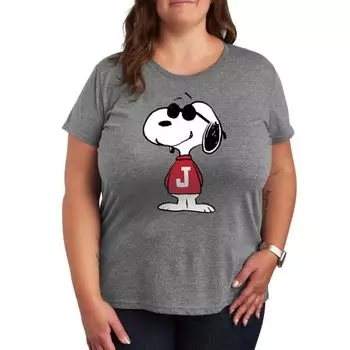Плюс футболка с графическим принтом «Peanuts Snoopy Joe Cool Pose» Licensed Character, серый