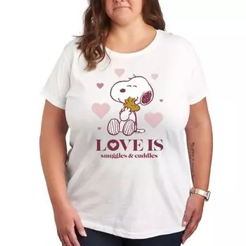 Плюс футболка с графическим принтом «Peanuts Snoopy & Woodstock» Licensed Character, белый