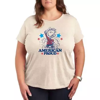Плюс футболка с рисунком "Peaths Pig-Pen American Gord" Licensed Character, бежевый