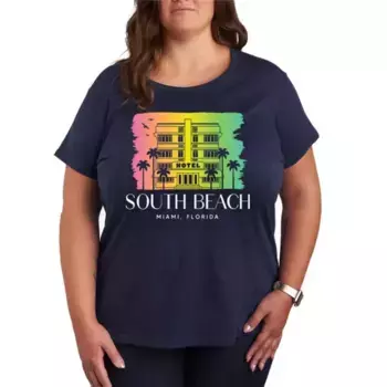 Плюс футболка с рисунком South Beach Florida Unbranded, синий