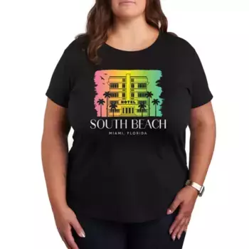 Плюс футболка с рисунком South Beach Florida Unbranded, черный