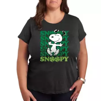 Плюс футболка с рисунком танца «Peanuts Snoopy Clover» Licensed Character, серый