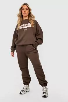 Plus гардероб свитер с спортивным костюмом Boohoo, шоколадный