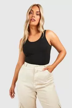 Плюс хлопковый жилет с широкими бретелями boohoo, черный