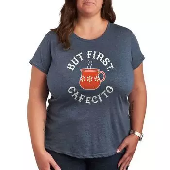 Плюс, но сначала футболка с графическим принтом Cafecito Licensed Character, синий