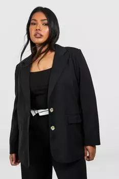 Плюс однобортный приталенный пиджак свободного кроя boohoo, черный