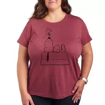 Plus Peanuts Snoopy & Woodstock DoghouseФутболка с графическим рисунком Licensed Character, цвет Heather Wine