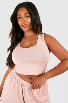 Плюс Персиковый жилет Mix & Match Пижамный топ boohoo, розовый