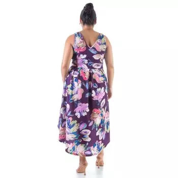 Плюс размер 24Seven Comfort Apparel Платье миди с цветочным принтом и высоким вырезом 24Seven Comfort
