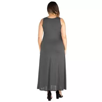 Плюс размер 24seven Comfort Apparel Простое платье макси трапециевидного силуэта на бретелях 24Seven Comfort Apparel, лиловый