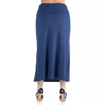 Плюс размер 24Seven Comfort Apparel Удобная макси-юбка с откидным поясом 24Seven Comfort Apparel, темно-синий