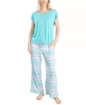 Плюс Размер 2 шт. Пижамный комплект с принтом Sunny Style MUK LUKS, синий