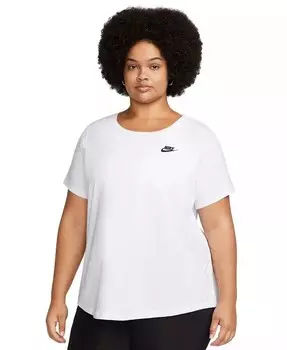 Плюс размер Active Sportswear Club Essentials Футболка с короткими рукавами Nike, белый