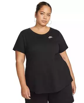 Плюс размер Active Sportswear Club Essentials Футболка с короткими рукавами Nike, черный