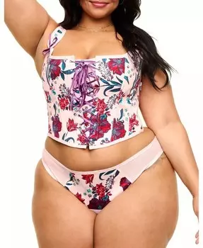 Плюс размер Alex Корсет и комплект трусиков Adore Me, розовый