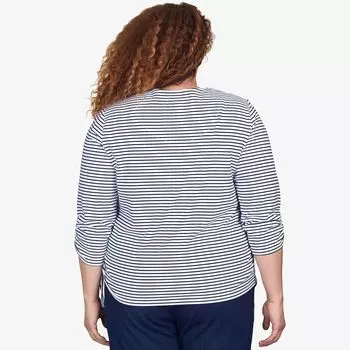 Плюс размер Alfred Dunner Полосатый топ с вышивкой и разрезом на кулиске Alfred Dunner