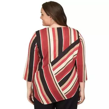 Плюс размер Alfred Dunner Топ в полоску с асимметричным подолом Alfred Dunner