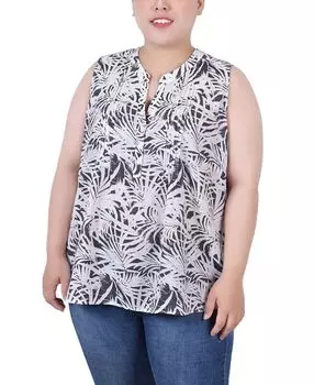 Плюс размер блуза без рукавов с защипами NY Collection, мульти