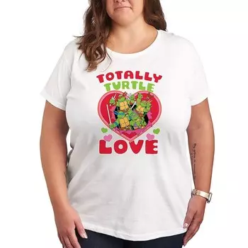 Плюс размер Черепашки-ниндзя Футболка с рисунком Totally Turtle Love Licensed Character, белый