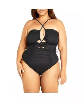 Плюс размер Chiara с вырезом через шею, 1 шт CITY CHIC, черный