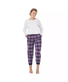 Плюс размер фланелевые брюки для сна в клетку Ellos, синий