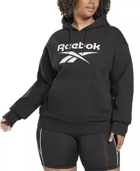 Плюс размер флисовая толстовка с логотипом identity logo Reebok, черный