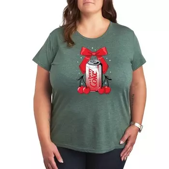 Плюс размер Футболка Coca-Cola с бантиком вишни и рисунком Licensed Character, цвет Heather Green