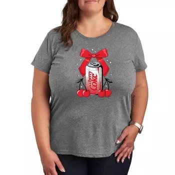 Плюс размер Футболка Coca-Cola с бантом вишни и рисунком Licensed Character, цвет Heather Gray