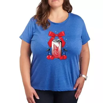 Плюс размер Футболка Coca-Cola с бантом вишни и рисунком Licensed Character, цвет Heather Royal Blue