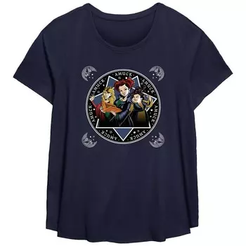 Плюс размер Футболка с графическим рисунком Hocus Pocus Sanderson Sisters Spell Board Licensed Character, темно-синий
