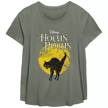 Плюс размер Футболка с плакатом и графическим рисунком Hocus Pocus Thackery Binx Licensed Character, цвет Sage