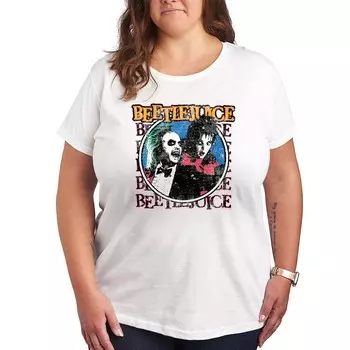 Плюс размер Футболка с повторяющимся рисунком Beetlejuice Licensed Character, белый