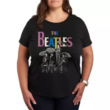 Плюс размер Футболка с радужным рисунком The Beatles Umbrella Licensed Character, черный