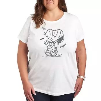Плюс размер Футболка с рисунком «Арахис Snoopy Mummy And Bats» Licensed Character, белый