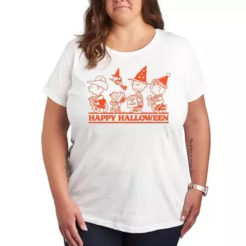 Плюс размер Футболка с рисунком арахиса Happy Halloween Licensed Character, белый