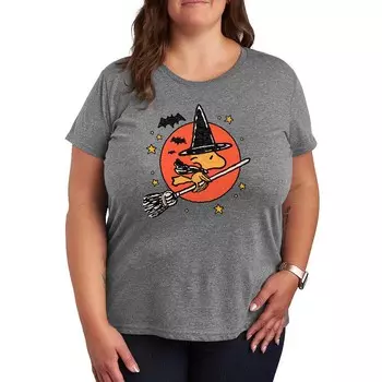 Плюс размер Футболка с рисунком арахиса Woodstock Witch Licensed Character, цвет Heather Gray
