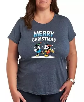 Плюс размер Футболка с рисунком Disney Merry Christmas Hybrid Apparel, синий