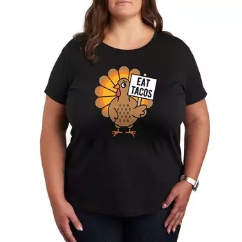 Плюс размер Футболка с рисунком Eat Tacos Turkey Licensed Character, черный