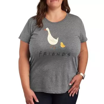 Плюс размер Футболка с рисунком Friends Goose Chicken Licensed Character, цвет Heather Gray