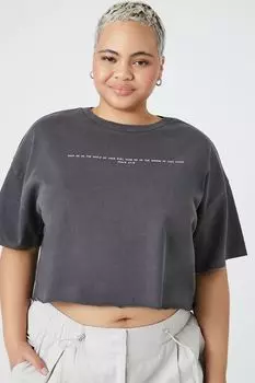 Плюс размер Футболка с рисунком Psalm Forever 21, угольный