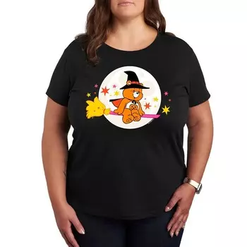 Плюс размер Футболка с рисунком ведьмы Care Bears Хэллоуин Licensed Character, черный